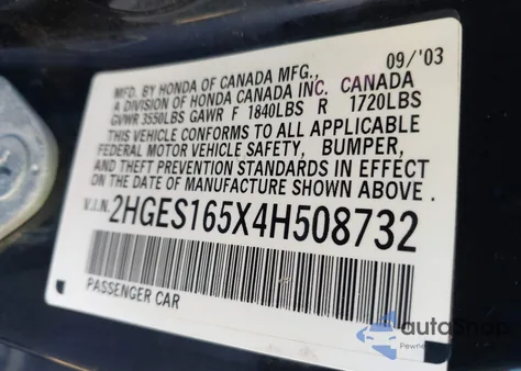 2004 Honda Civic Lx from USA, damaged, VIN 2HGES165X4H508732